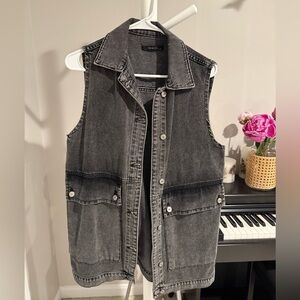Trendyol Charcoal Denim Vest